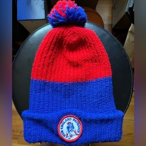 Vintage 80’s New England Patriots Winter Knit Pom Hat Red Blue